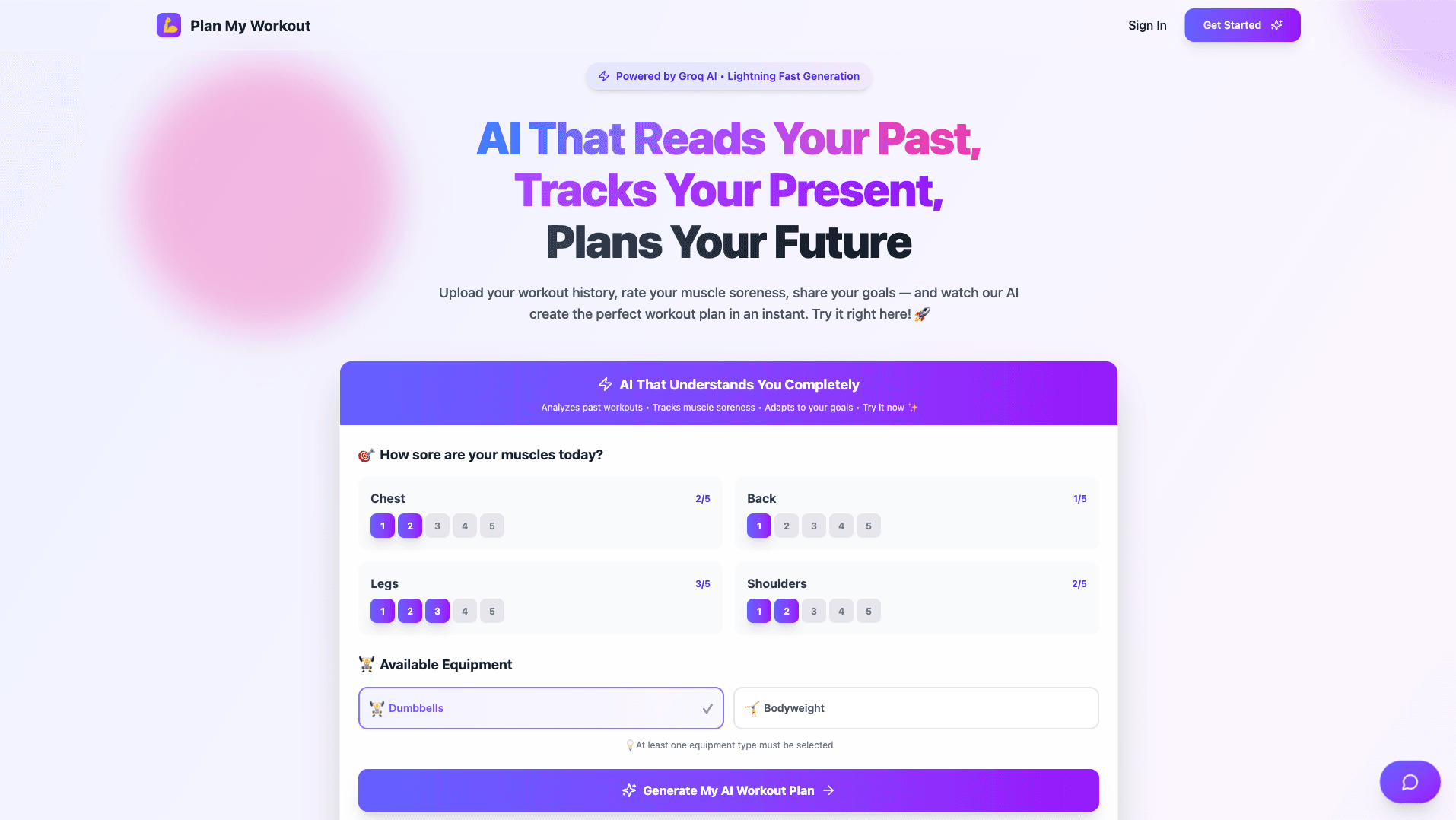Cover image for Plan My Workout - AI Fitness Planner project